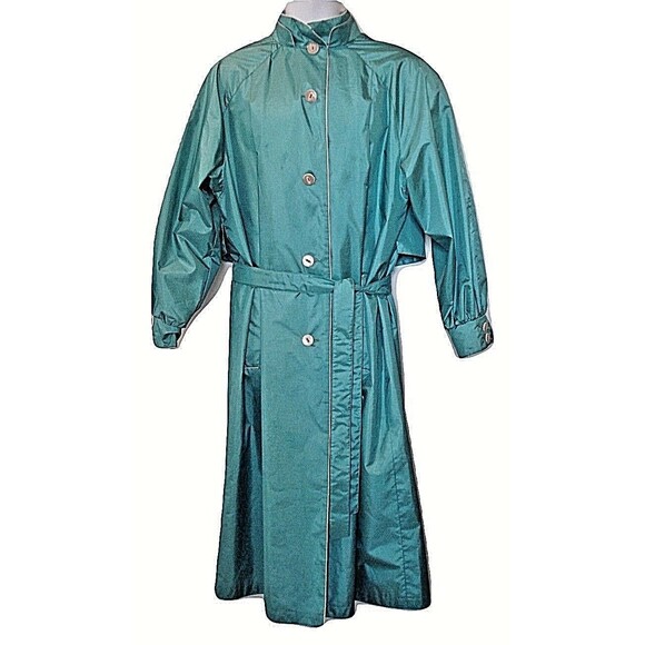 Worthington Trench Coat Vintage Long Lined Belted Rain Womens Size 12 - Picture 2 of 13